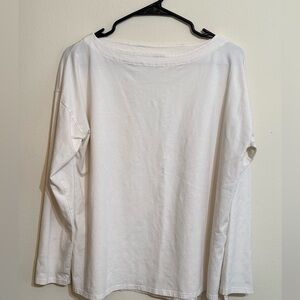 J Jill Classic Off White Long Sleeve Boat Neck Women's Top L
